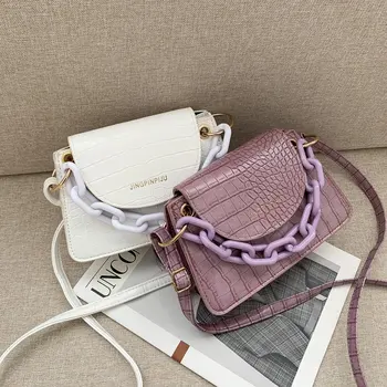 

Leather Crossbody Bag For Women Mini Fashion Messenger Bag Retro Evening Handbag Chain Shoulder Bags Small Purse Female