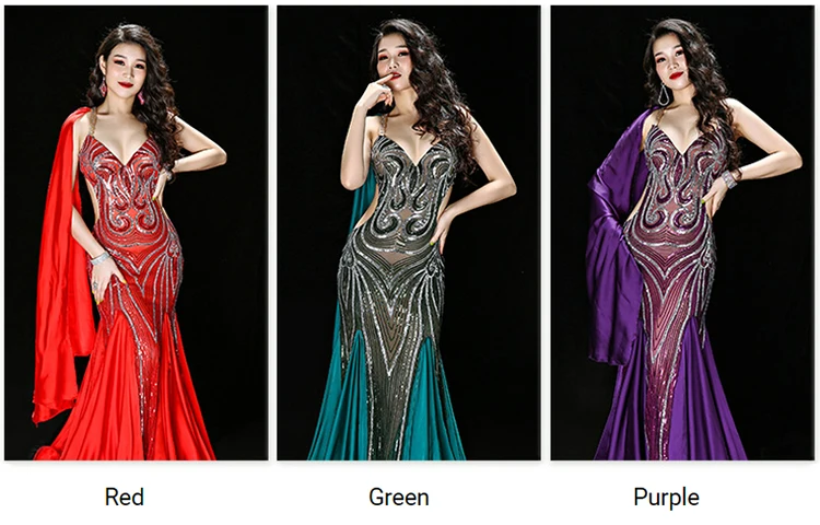 Womens Embroidery Belly Dance Costume Luxury Oriental Big Swing Skirt Women Professional Stage Performance Suit Dancer Dancewear