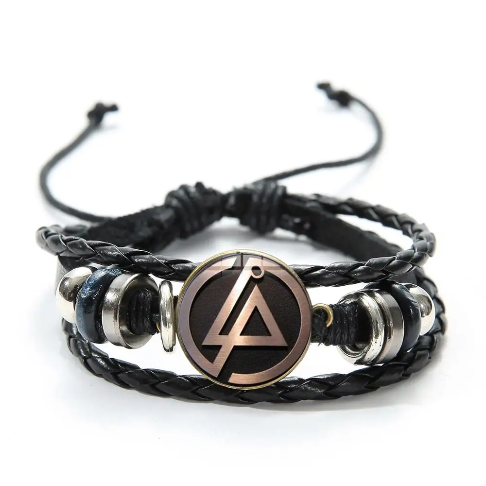 SONGDA рок музыка Linkin Park Группа икона браслет стимпанк хип-хоп рок группа стекло драгоценный камень из искусственной кожи браслет для фанатов