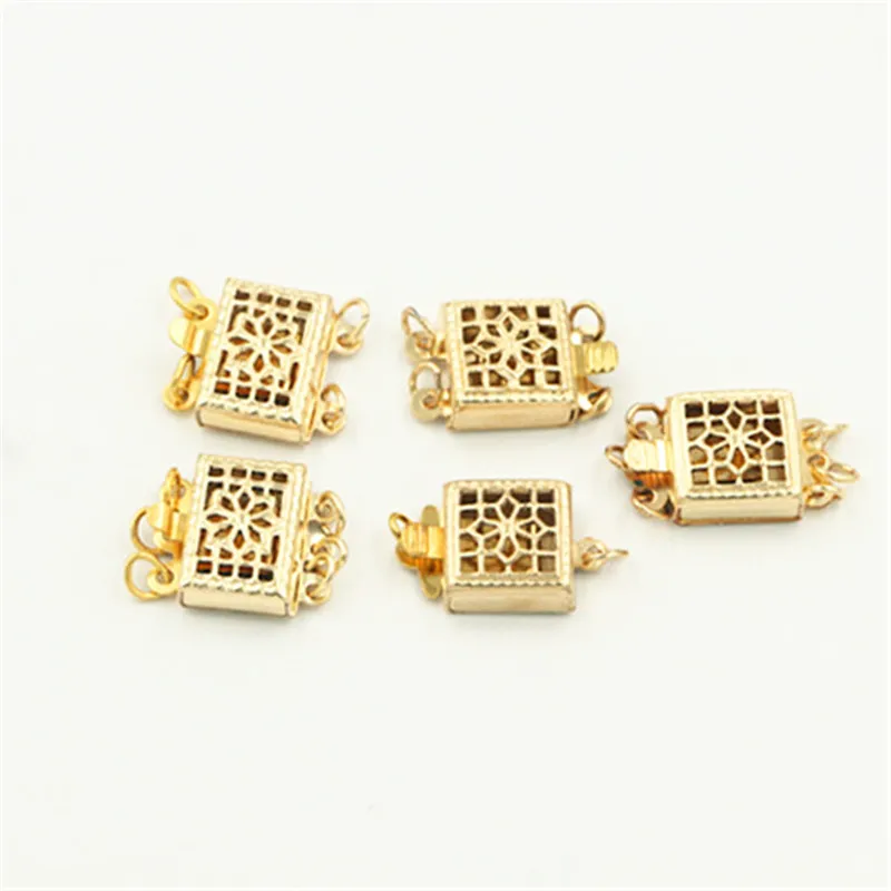 14K Gold Filled Square Filigree Pearl Clasp Button Bulk Wholesale Supplies for Bracelets Necklace Making Findings