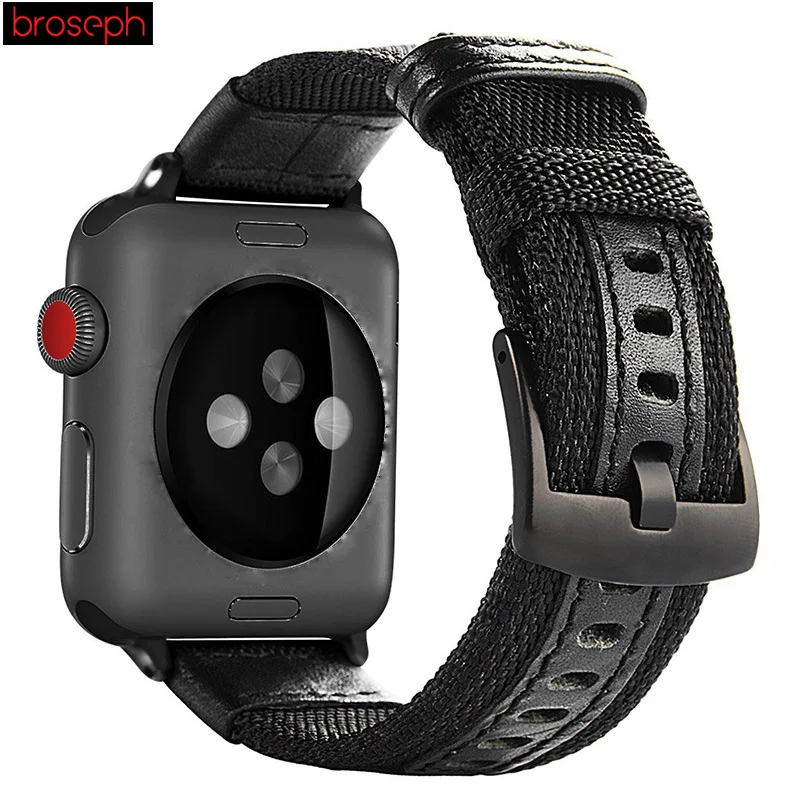 Black Ремешок для часов Apple Watch 38 мм 42 мм 40 мм 44 мм армейский зеленый нейлоновый ремешок для часов iwatch серии 4 3 2 браслет на пояс - Цвет ремешка: Black