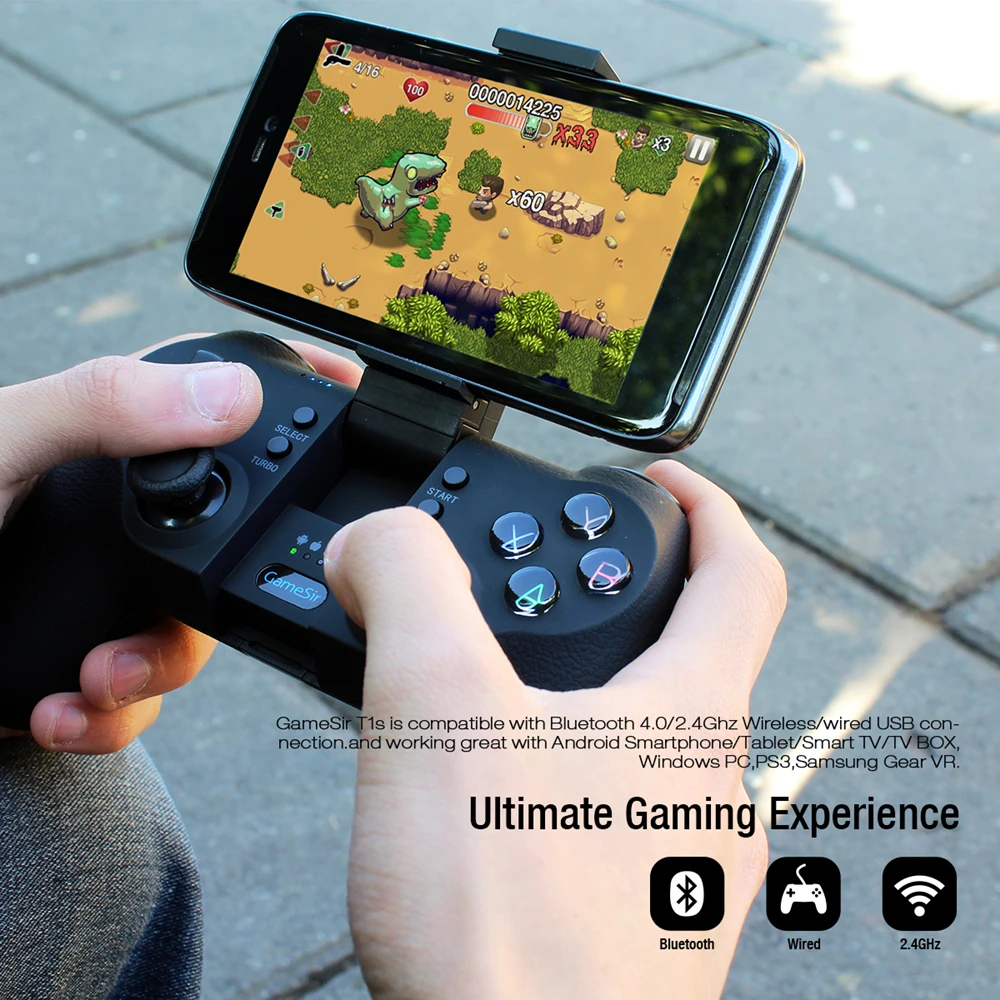 

GameSir T1s Bluetooth 4.0 and 2.4G Wireless Gaming Controller Steam Gamepad Joystick for Android Phone/Windows PC/VR/PS3/TV