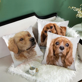 

Nanacoba Dog Animal Pillow Cover Docile Puppy Cushion Covers Printed Throw Pillowcases for Sofa Decorations Short Plush 45x45cm