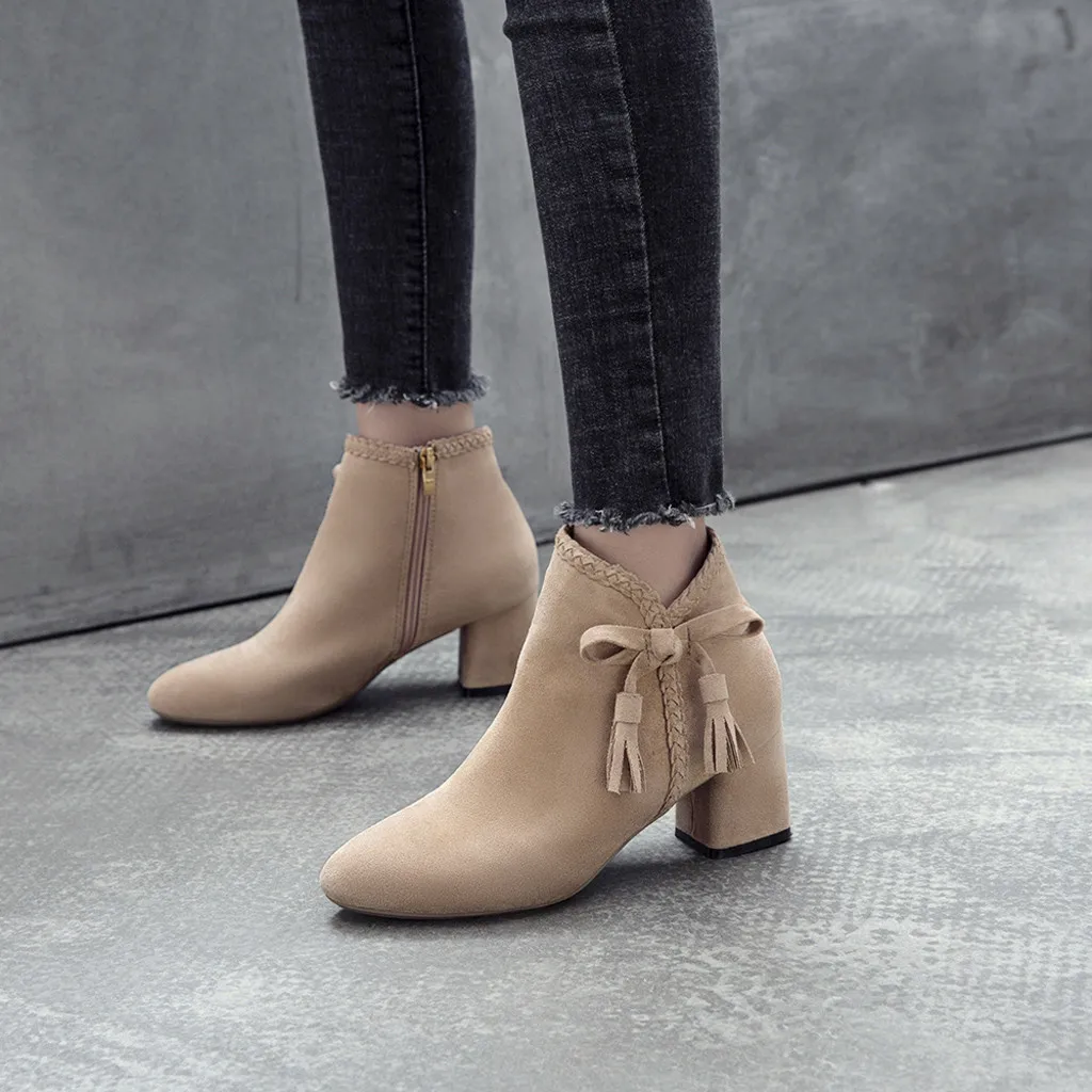 Botas de gamuza 2019 para mujer, botas cortas de invierno, zapatos de tacón  alto, zapatos de fiesta de año nuevo lado de piel con cremallera|Botas  hasta el tobillo| - AliExpress