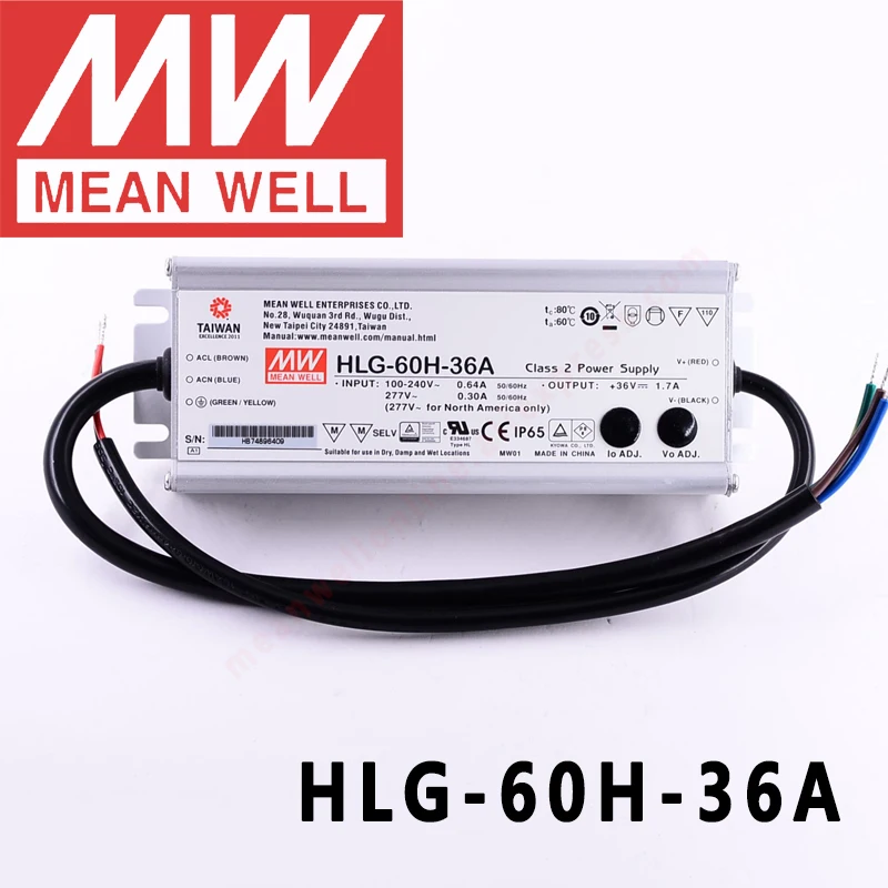 

Оригинал Mean Well HLG-60H-36A для улицы/подъемника/Теплицы/парктроника meanwell 60 Вт, постоянного напряжения