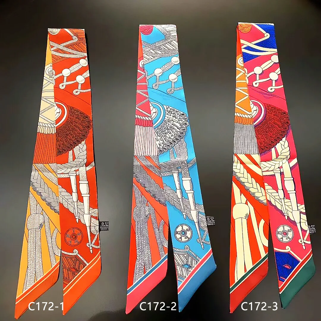 

hOT New tassel Women's Small Skinny Silk Scarf Bag Ribbon Fashion Design Rope Spring Scarf Luxury Brand Hair Foulard Headband