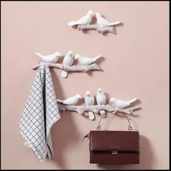 

European Resin Bird Clothes Hook Wall Hangings Door Porch Storage Key Hook Wall Mural Crafts Home Wall Hanger Accessories Decor