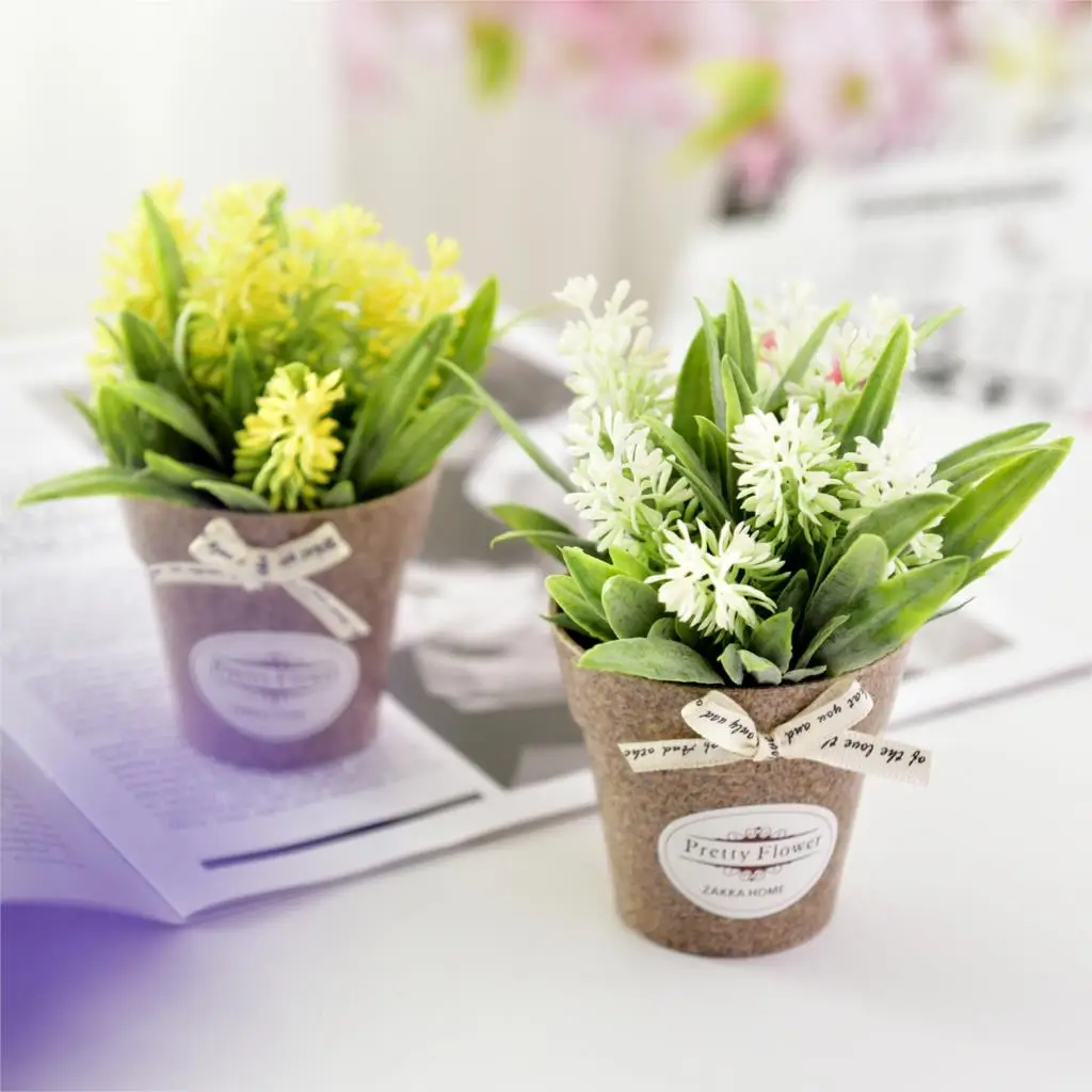 Artificial Fake Flowers Grass with Plastic Pot Bonsai Potted for Rustic Wedding Party Garden Farmhouse Decoration | Дом и сад