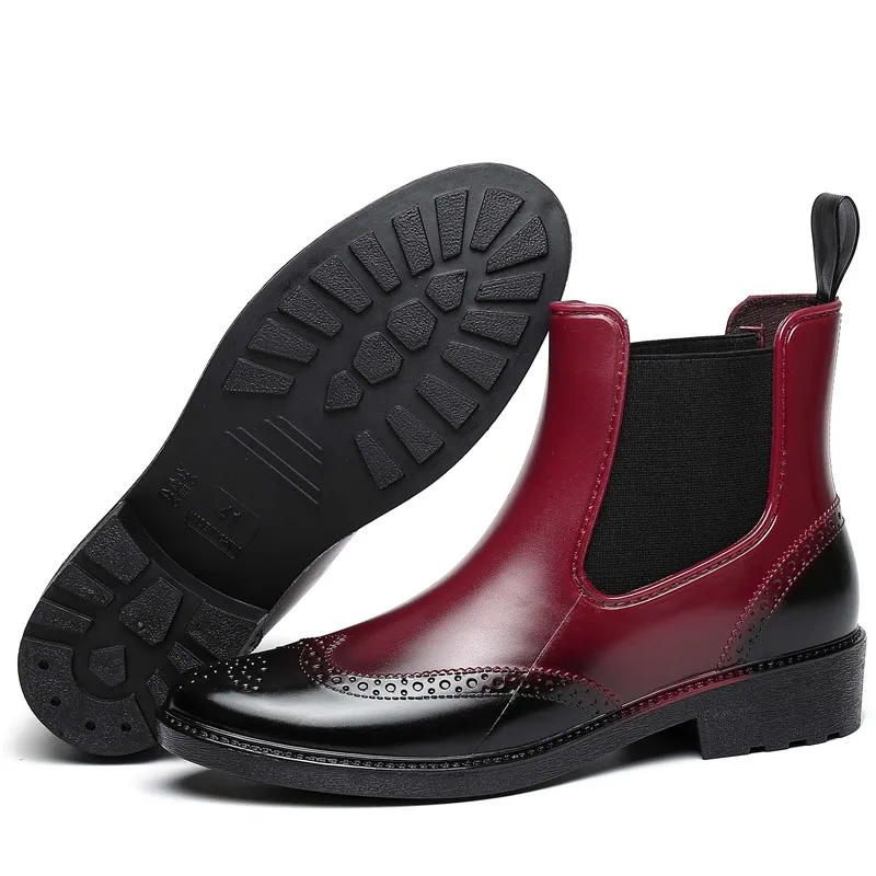 Najtaniej Jesień gumowe buty damskie kalosze chelsea Boots wodoodporne botki dziewczyna płaskie buty na platformie wiosenne botki dames laarzen