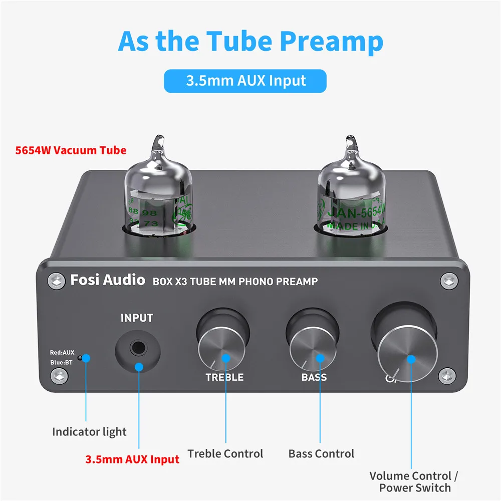 Preamp para o Fonógrafo da Plataforma Tubo de Vácuo Amplificador de Alta Pré-amplificador com Ge5654 Fosi Áudio Bluetooth Phono Giratória Fidelidade Caixa x3 - Image 3