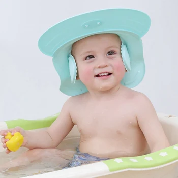 

New Children Shower Cap Waterproof Earmuffs Adjustable Shampoo Cap Cartoon Pig Baby Shower Wash Hair Care