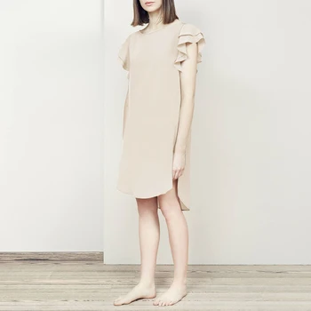 

5XL Casual Loose Leaf Sleeve Sleepwear 2020 Summer Fashion Women Knee Length Dress Solid O Neck Nightdress Nightgowns Plus Size