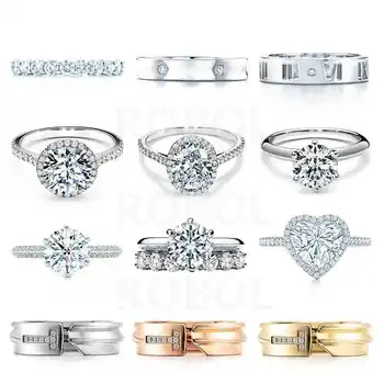 

JZ 07 TFB TTFF Original 925 Sterling Silver Ring Fashion Elegant Woman Ring Jewelry Gift Rhinestone Luxury Ring with Logo