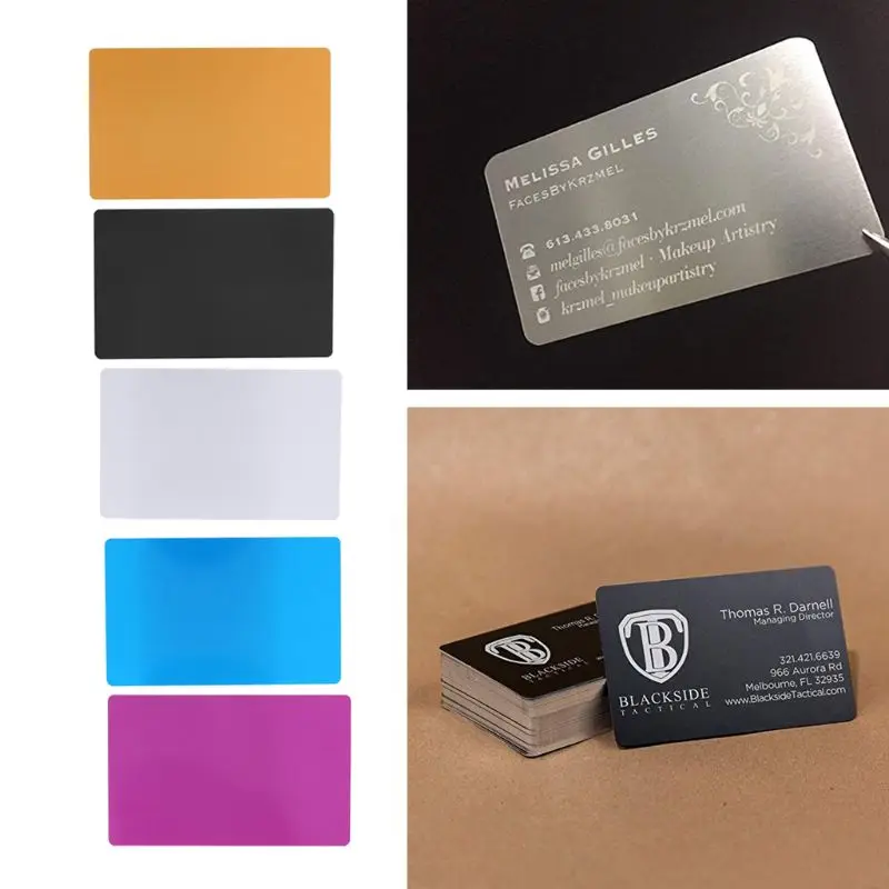 Blank Engraved DIY Metal Smooth Business Visiting Name Cards 100Pcs Aluminium Alloy Business Card Display business cards