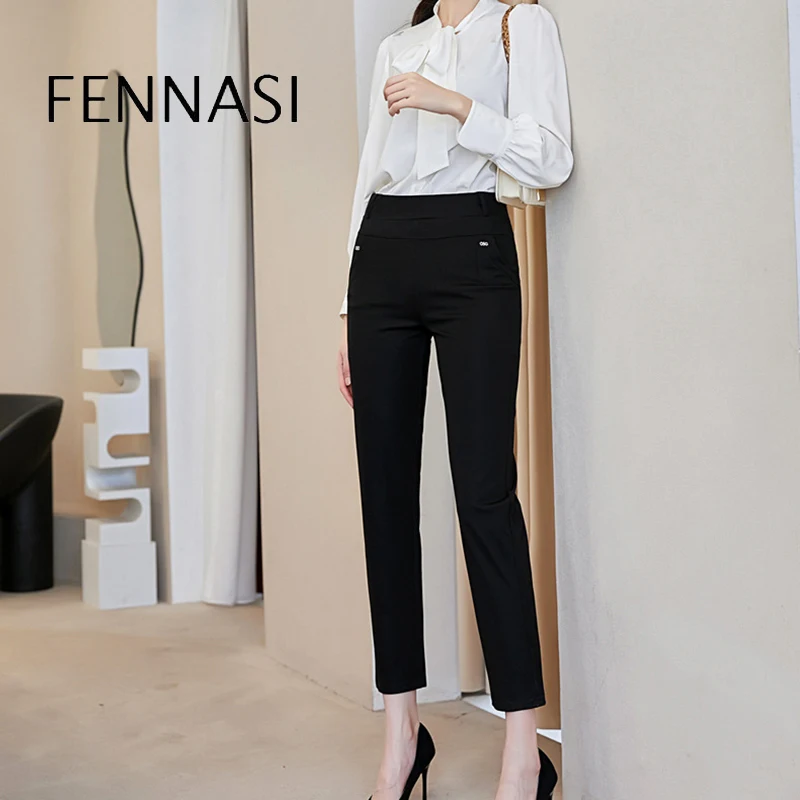 

FENNASI Women's Leggings Cropped Capris Pants Summer Leisure Workplace High-Waisted Slimming Outer Leggings