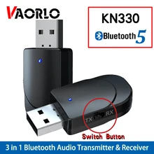KN330 USB Bluetooth 5,0 передатчик приемник BT 3,5 мм AUX Jack 3 в 1 стерео аудио Музыка беспроводной Bluetooth адаптер для ТВ автомобиля
