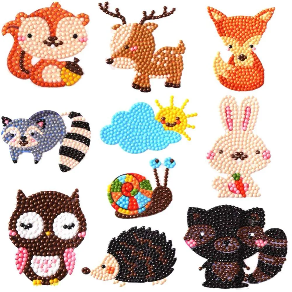 Kits de pintura de diamantes fácil para niños, 5D, artesanal, equipos de diamantes, pintura por números, pegatinas hechas a mano, artes y artesanías para niños