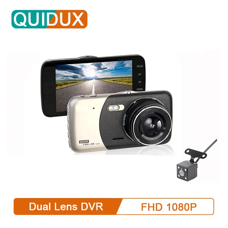 QUIDUX видеорегистратор для автомобиля двойной объектив 4 дюйма Full HD 1080P монитор