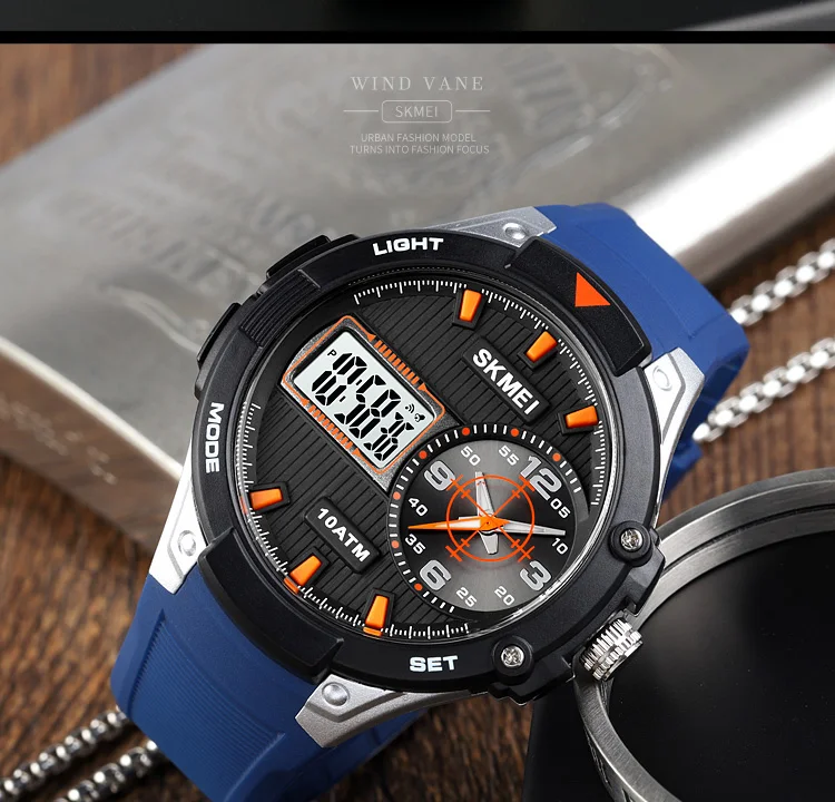 100m Waterproof Swim Sports Watches SKMEI Brand Military Men Wristwatches 3 Time Stopwatch Alarm Digital Clock Relogio Masculino