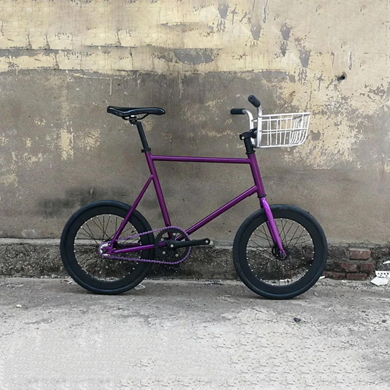 20 дюймовая велосипедная дорожка с фиксированной передачей, односкоростная велосипедная фиксация, винтажная Серебристая велосипедная Рама, мини-велосипед с серебряной корзиной - Цвет: sliver