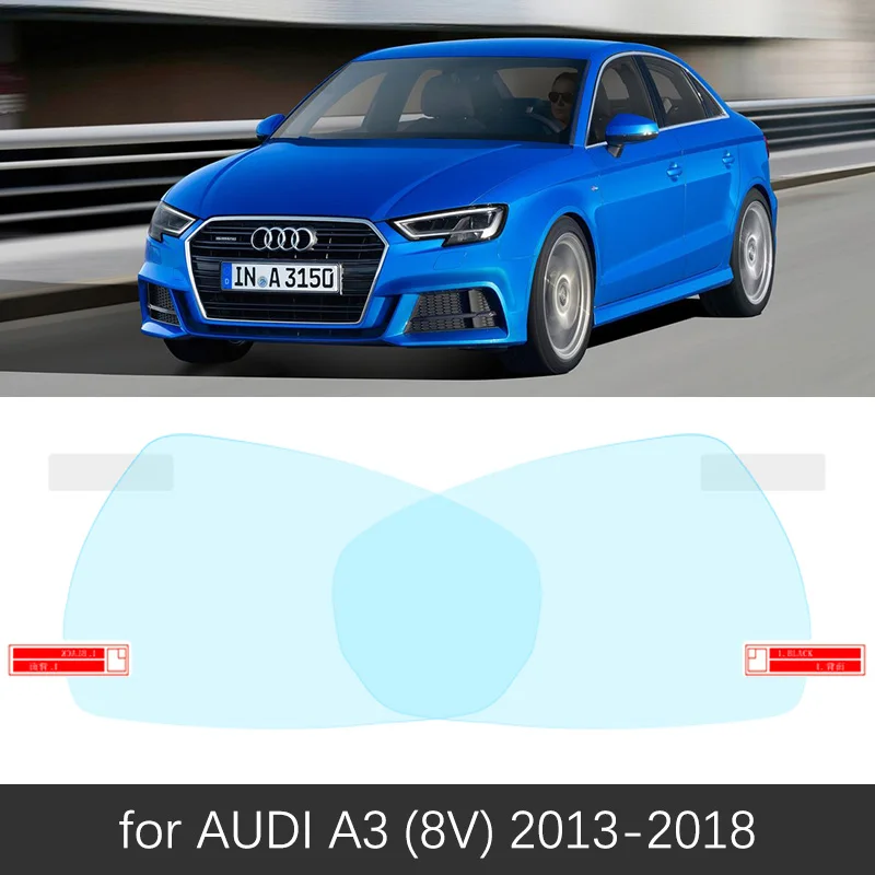 Audi A3 2013-2018 Полное покрытие, противотуманная пленка, непромокаемое зеркало заднего вида для Audi A3, 8 в, 2013~, автомобильные наклейки, аксессуары - Название цвета: Audi A3 2013-2018