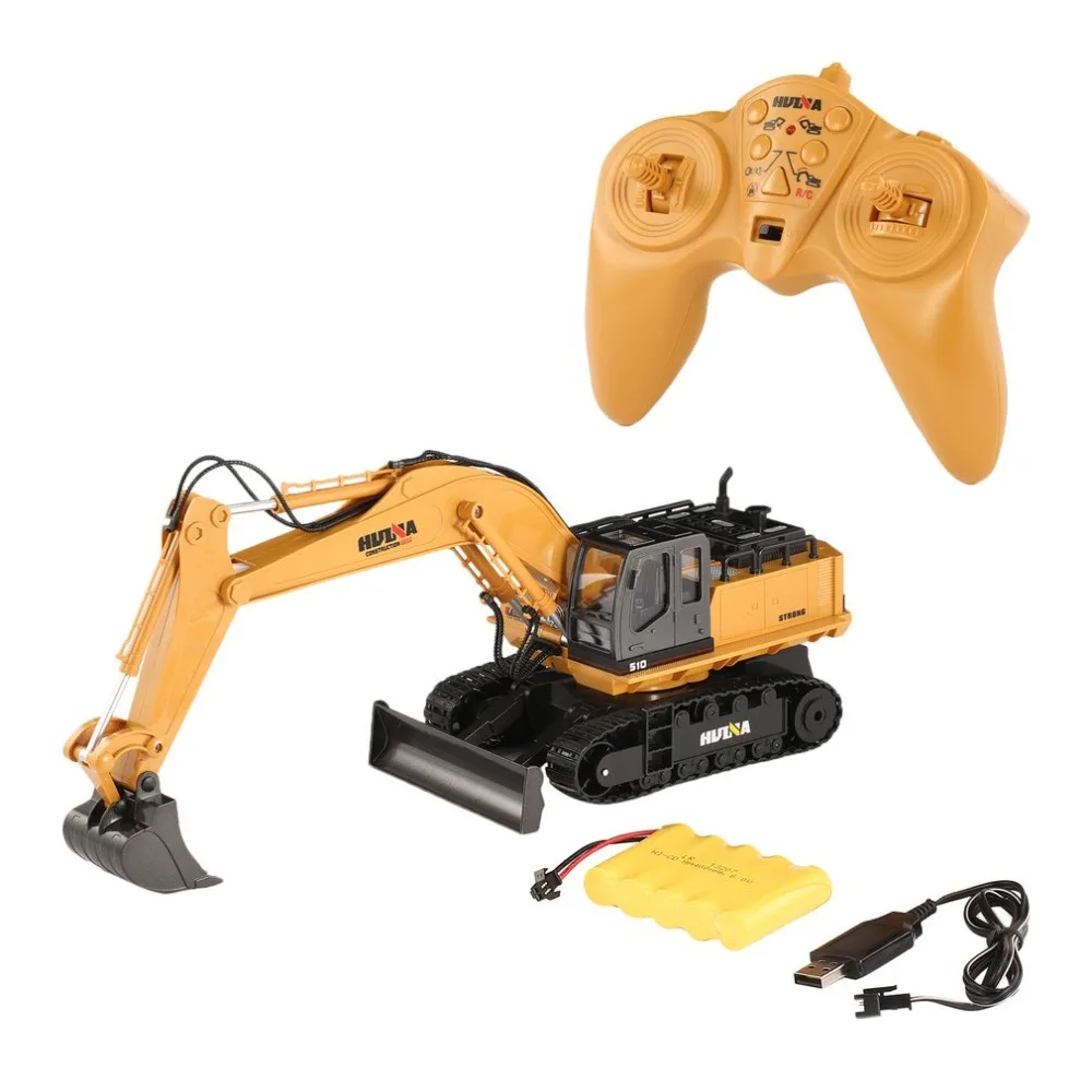 

RC Excavator Truck with 680 Rotation Sound Light 1510 2.4G 1/16 11CH Alloy Engineering Construction Vehicle Toys for Kids Adult