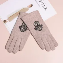 Guantes luvas de inverno cashmere quente feminino mitenes mitenes mitenes flor tela sensível ao toque strass borboleta inseto decoração ao ar livre