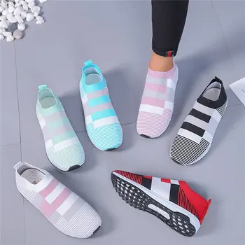 

2020 Women Flat Shoes Knit Summer Woman Casual Slip on Running Shoes Female Mesh Breathable Women's Footwear for Ladies Sneaker