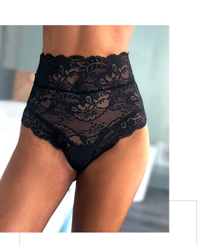 S-XXXL plus size sexy high-waist lace panties, thongs, hollow underwear, lingerie 4