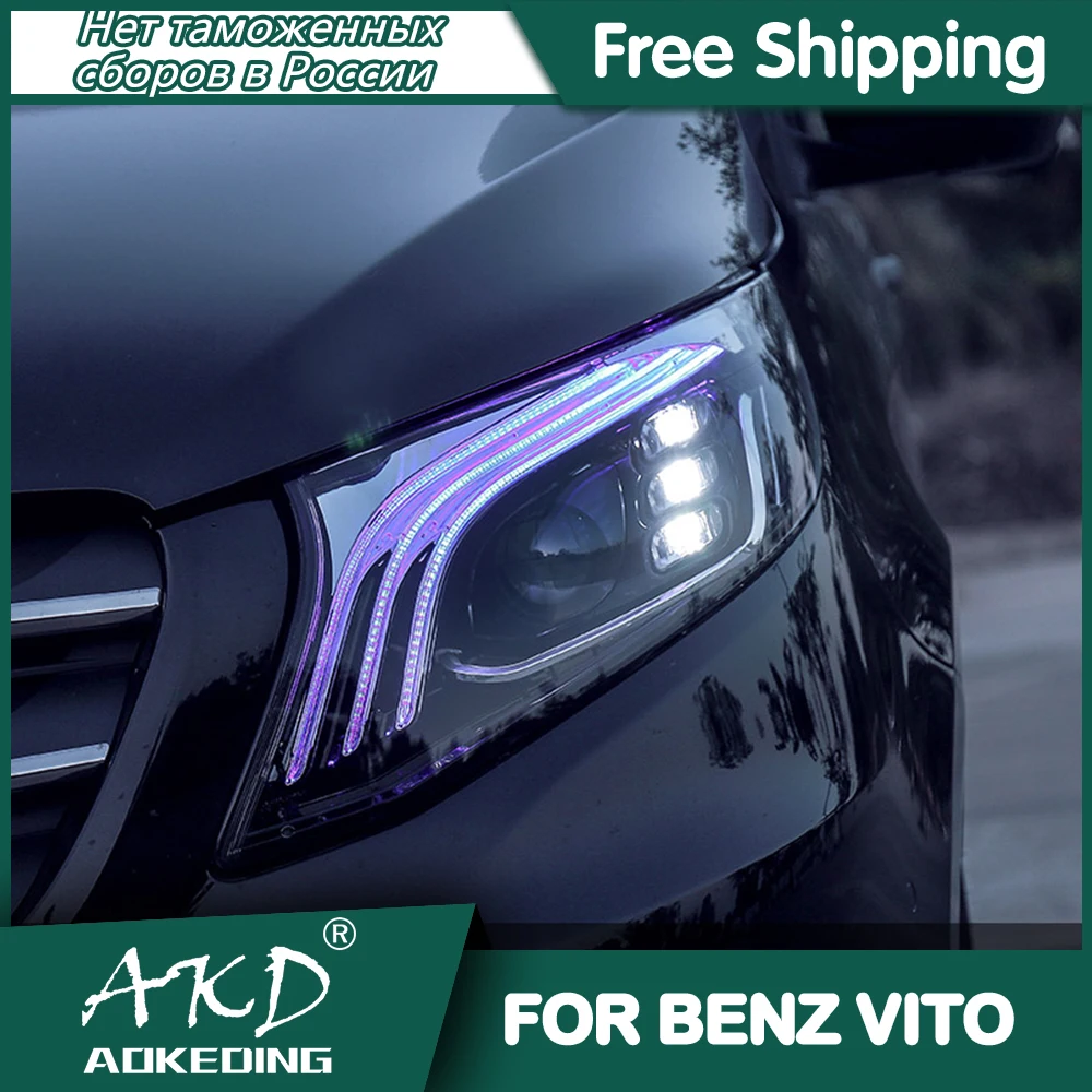 US $648.00 Headlights For Car Benz VITO 20132019 DRL Daytime Running Lights Head Lamp LED Bi Xenon Bulb Fog Lights Tuning Car Accessories