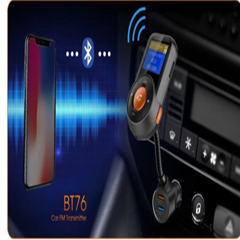 BT76 QC3.0 цветной экран Bluetooth телефон громкой MP3 плеер Автомобильный fm-передатчик прикуриватель быстрое зарядное устройство fm-модулятор