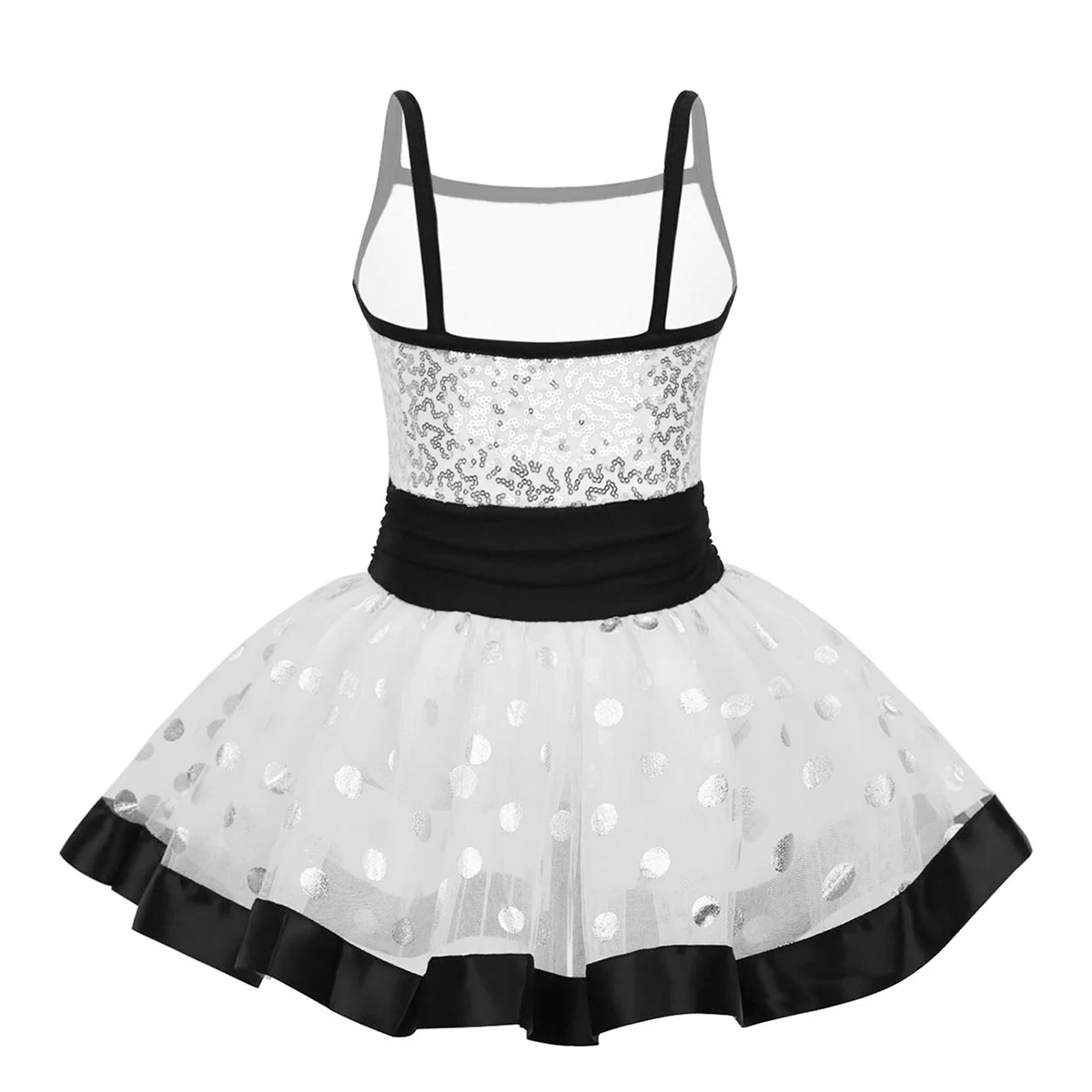 Iiniim/Детское платье для танцев с лямками Bailarina, балетная одежда для гимнастики и танцев, танцевальная пачка с блестками и цветочным узором в горошек