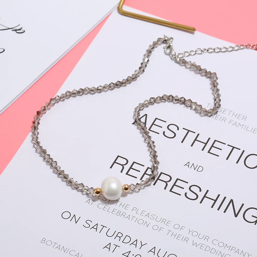 Ожерелье-чокер с искусственным жемчугом и кулоны для женщин Collier Femme модные ожерелья из бисера с кристаллами Boho ювелирные изделия подарок