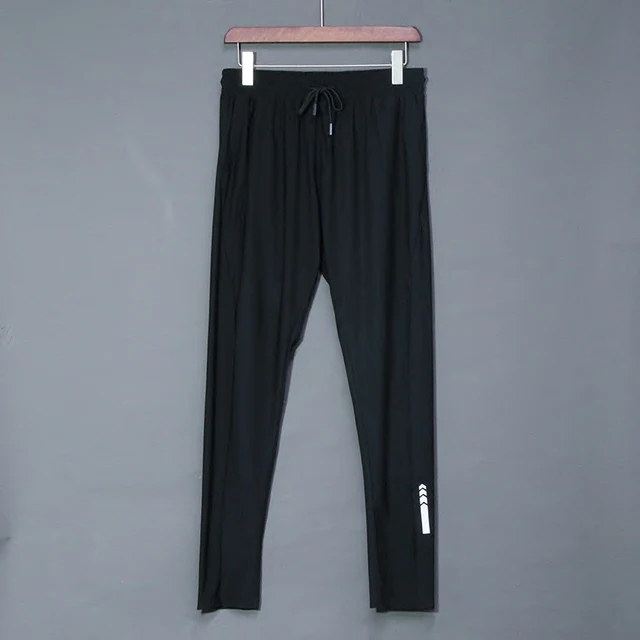 Summer Thin Men's Jogging Sweatpants Elastic Shrink Leg Casual Outdoor Training Fitness Sport Pants Running Trousers Black