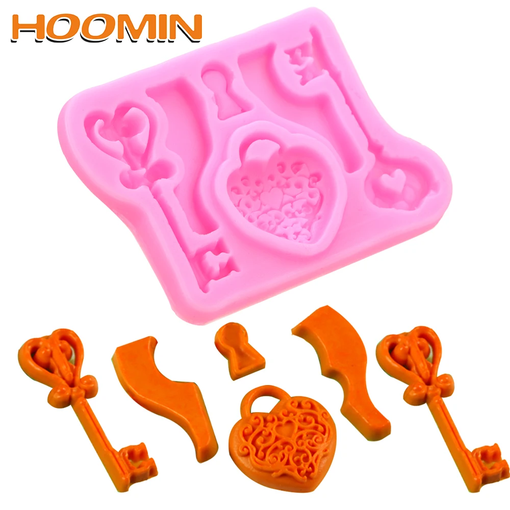 HOOMIN Key помадка силиконовая форма DIY эпоксидная глинистая Форма Шоколадный Замок силиконовые формы для украшения торта