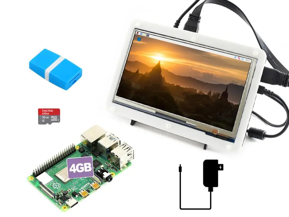  Raspberry Pi 4 Model B Display Kit with 7inch Capacitive Touch LCD Micro SD Card etc.