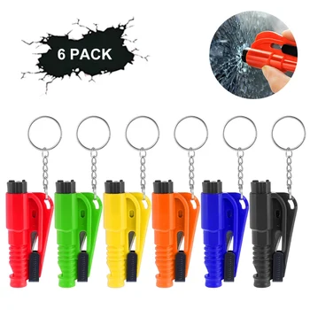 

6pcs Portable Seat Safety Hammer AutoGlass Car Window Breaker LifeSaving Escape Rescue Tool Seat Belt Cutter Keychain