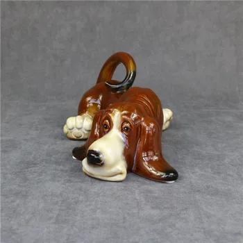 

Porcelain Basset Hound Statue Handmade Ceramics Hush Puppy Sculpture Dog Mascot Decoration Gift and Craft Ornament Furnishing