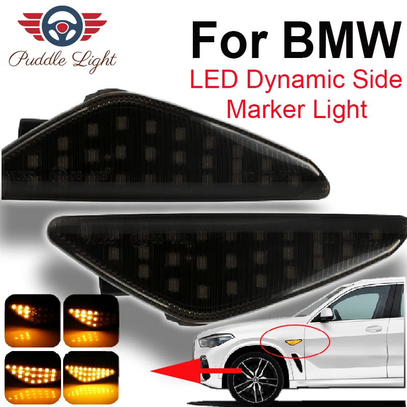 

2Pcs Sequential Dynamic Amber LED Front Fender Signal Side Marker Lights Turn Signal Lamp for BMW X6 E71 E72 X3 F25 X5 E70