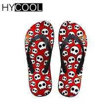 Hycool/шлепанцы в стиле панк с 3D принтом черепа; летние мужские пляжные вьетнамки; мужские резиновые повседневные уличные классные мужские резиновые шлепанцы;