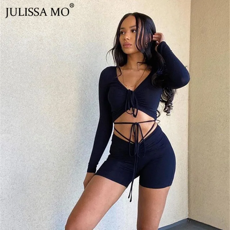 JULISSA MO осенняя Спортивная повседневная одежда Женский комплект из двух предметов