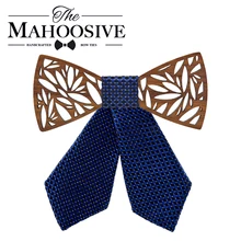 Mahoosive женские галстуки-бабочки Семья Рождественский подарок для девочки, деревянная коробка упаковка с лазерным узором