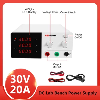 

110V 220V EU 4 Digits DC Lab Power Supply 30V 20A Adjustable LED Digital Bench Switching Voltage Regulators Bench Power Source