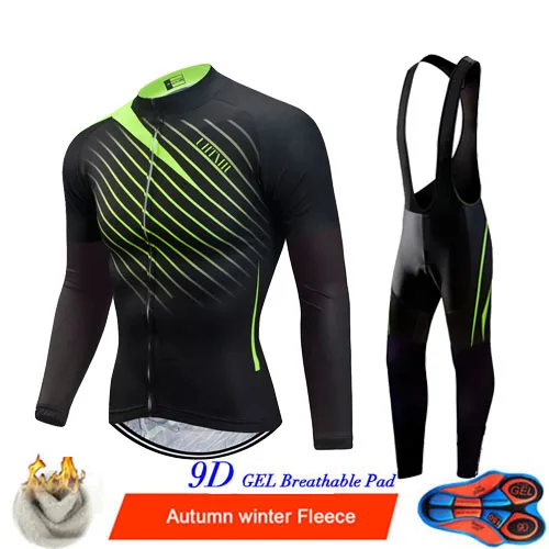 Bib Cycling Set Uhtxhu зимняя велосипедная одежда велосипедные наборы для мужчин термальная флисовая велосипедная форма Джерси Набор шоссейные велосипедные майки костюм для езды на горном велосипеде - Цвет: Bib Cycling Set