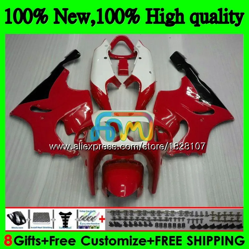No. 1 Комбинезоны для KAWASAKI ZX 7R ZX-750 ZX7R 96 00 01 02 03 5BS. 88 ZX 750 7 R ZX-7R ZX750 1996 2000 2001 2002 2003 Топ белые, красные обтекатели - Цвет: No. 1