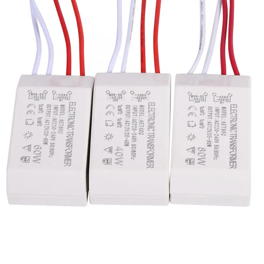 Напряжение Электронный трансформатор 40 Вт/60 Вт/80 Вт AC220V~ 240V-AC12V галогенная лампа Электронный трансформатор-драйвер питания адаптер
