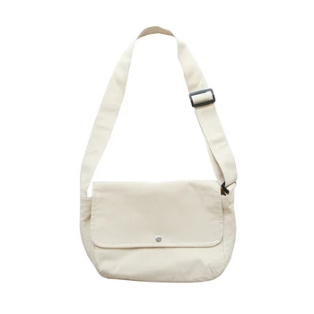 

Fashion Classic Solid Color Hasp Messenger Bags School Bags Women Canvas Handbags Female Casual Simple Shoulder Bags White
