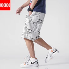Повседневные мужские пляжные шорты с буквенным принтом, хлопковые, для фитнеса, модные, уличные, шаровары, на завязках, в стиле хип-хоп, летние, пляжные, короткие штаны