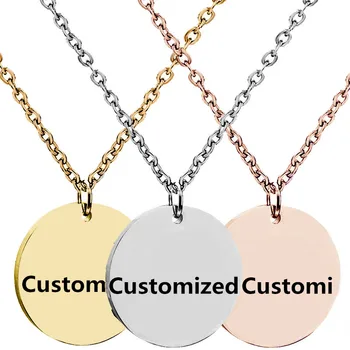 

Custom Made Photo Medallions Pendant Custom Engraving Name Love Logo Info Coin Necklaces for Women Man with Stainless Steel