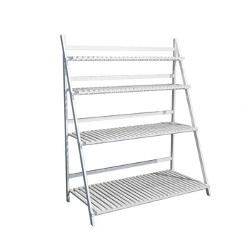 

Province Space Woodiness Ground Indoor Fold Multi-storey Balcony Living Room Meaty White Flowerpot Shelf